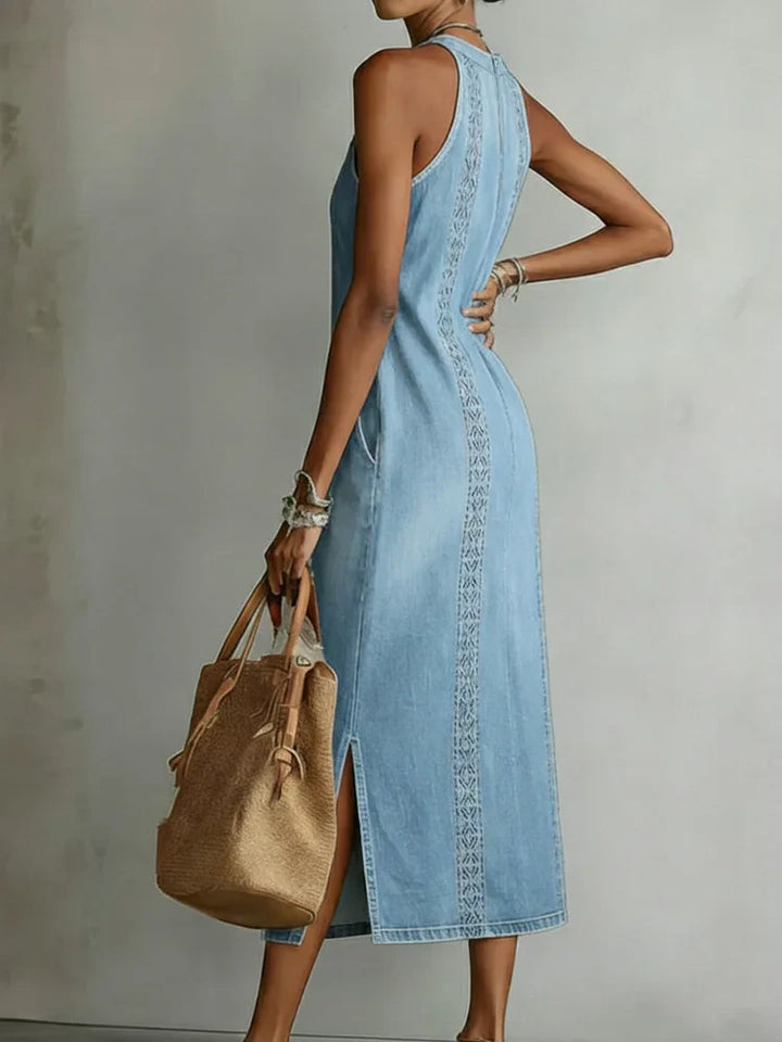 Julia | Retro Lace Denim-Look Dress