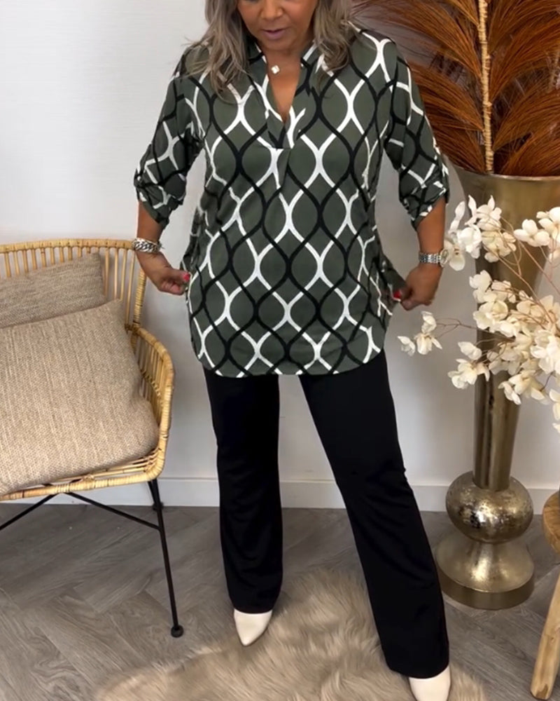 AMELIA | CASUAL LONG-SLEEVE PATTERNED BLOUSE