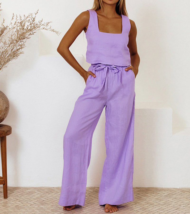 MEGAN | Minimalist Top and Wide-Leg Pants Set