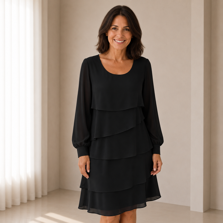 Margaret | Elegant Comfort Ruffle Dress Long Sleeve