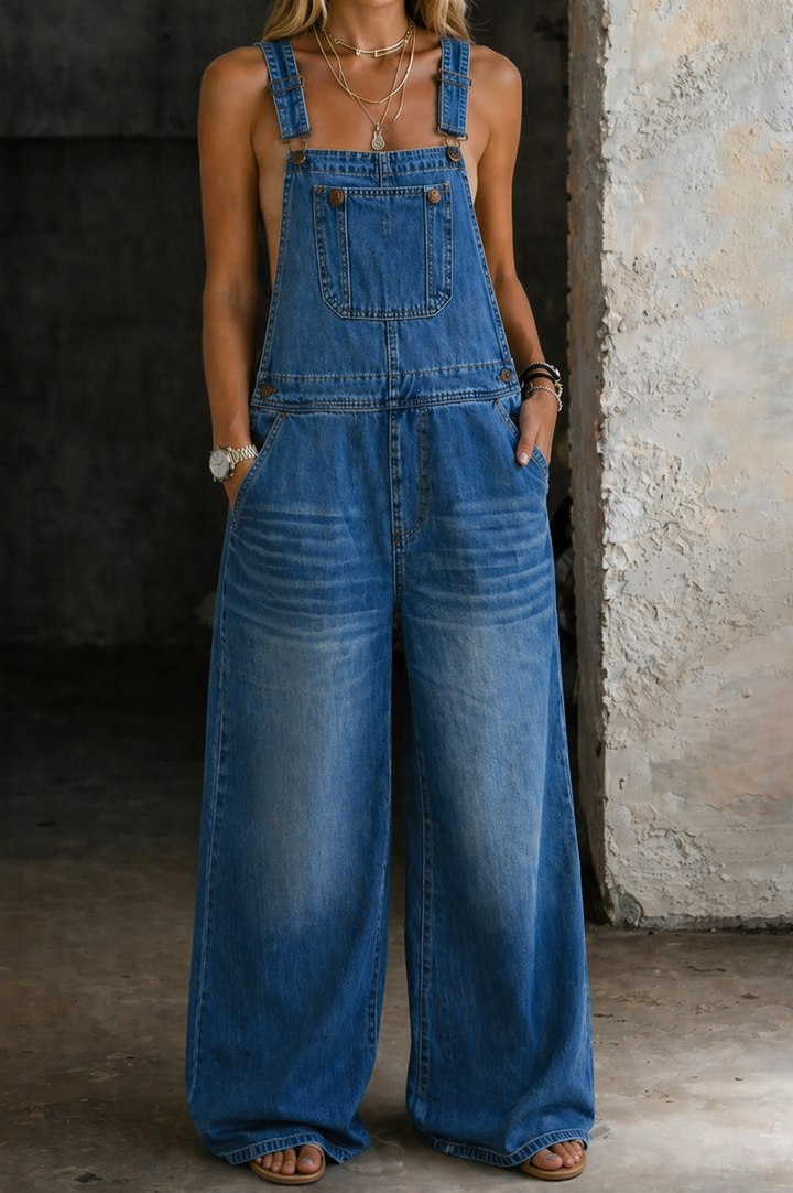 Holly | Elastic Waist Denim Jumpsuit