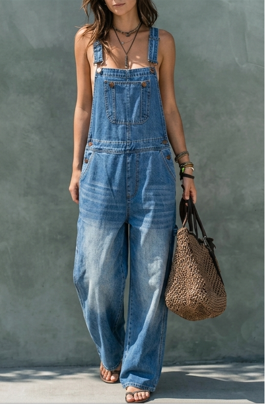 Holly | Elastic Waist Denim Jumpsuit