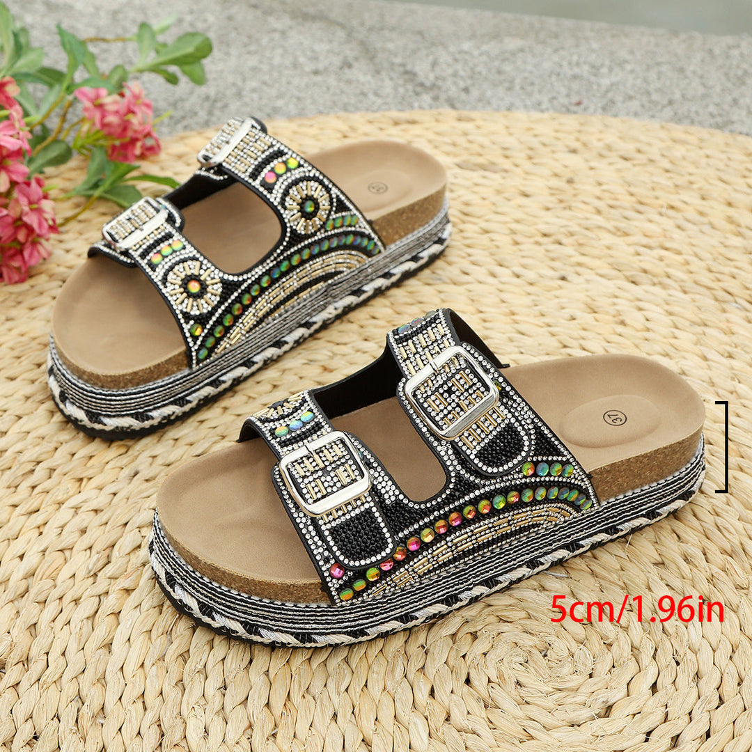 Bristol | Boho Beaded Platform Sandals