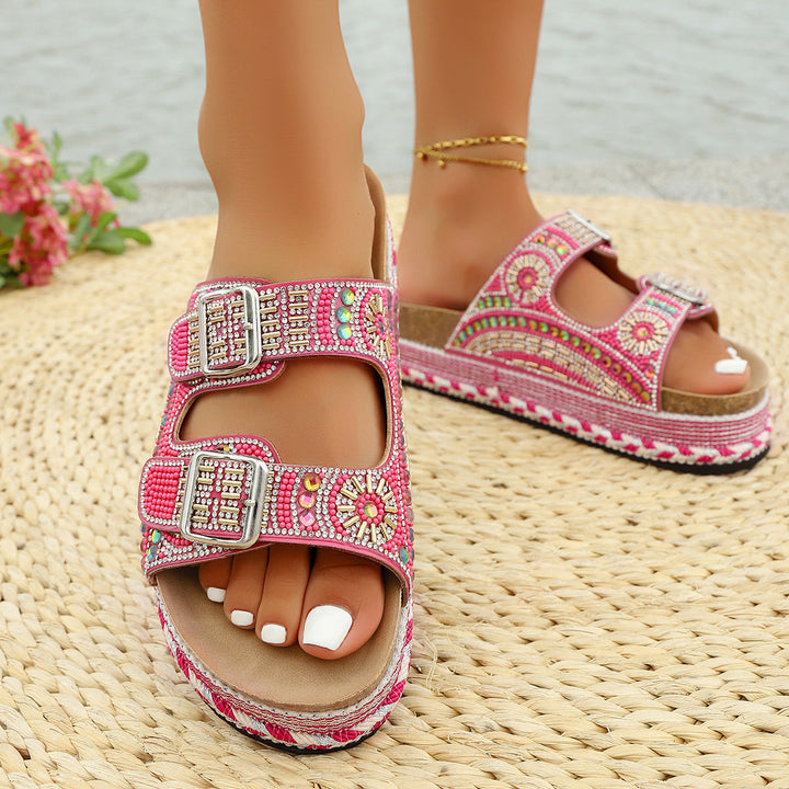 Bristol | Boho Beaded Platform Sandals