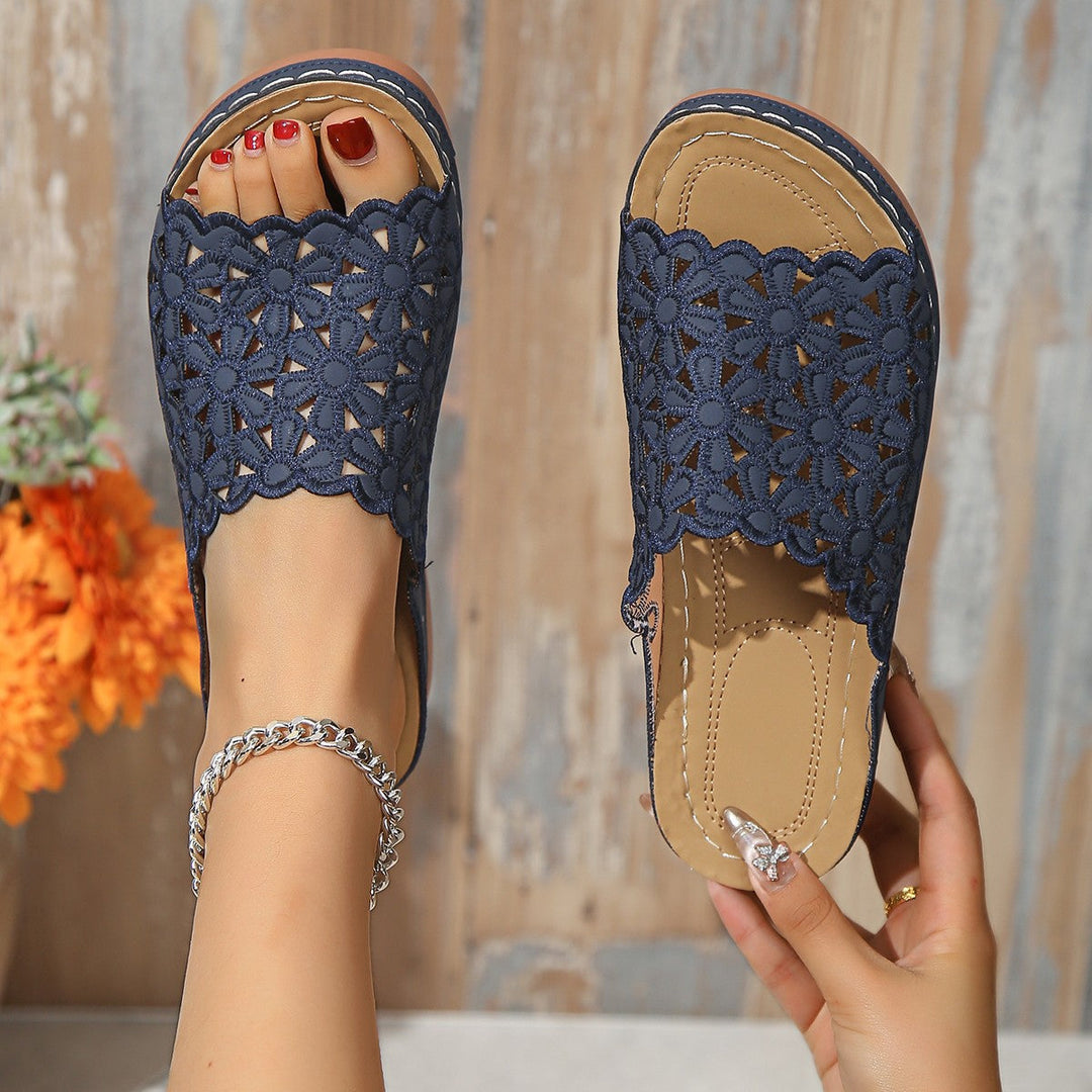 Ginger | Floral Cutout Orthopedic Slide Sandals