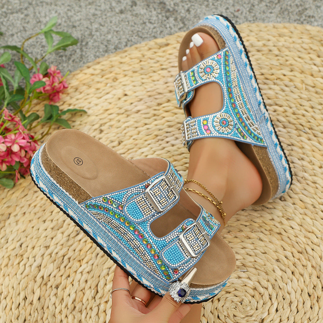 Bristol | Boho Beaded Platform Sandals