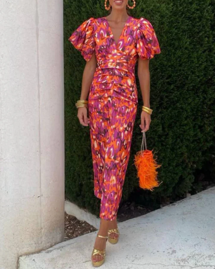 Amelia™ | Vivid Pleated Midi Dress