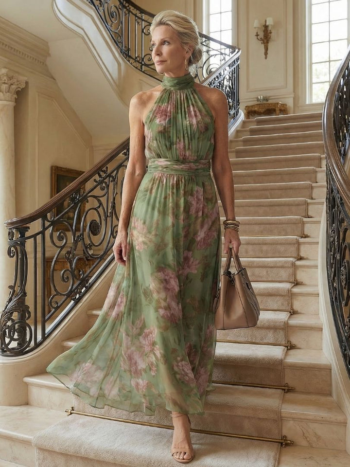 Mirelle  Gathered Halter Midi Dress
