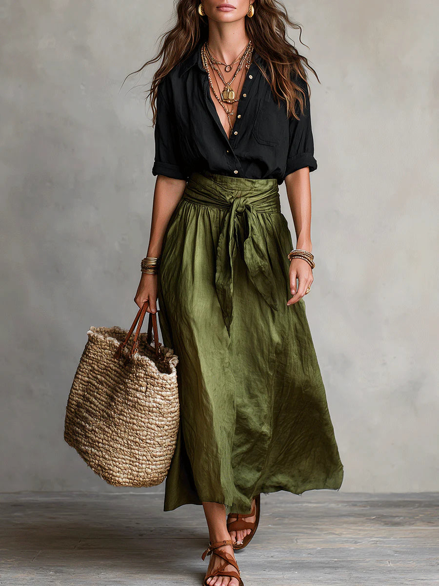 Elara™ | Elegant Two-Piece Set With Midi Skirt
