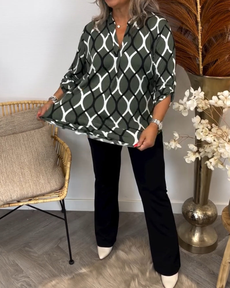 AMELIA | CASUAL LONG-SLEEVE PATTERNED BLOUSE