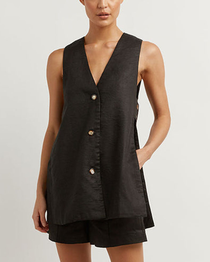FIONA | Sleeveless Buttoned Set