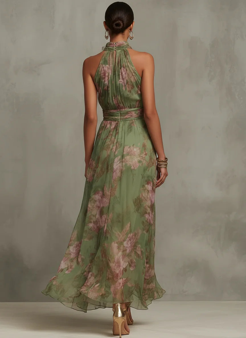 Mirelle  Gathered Halter Midi Dress