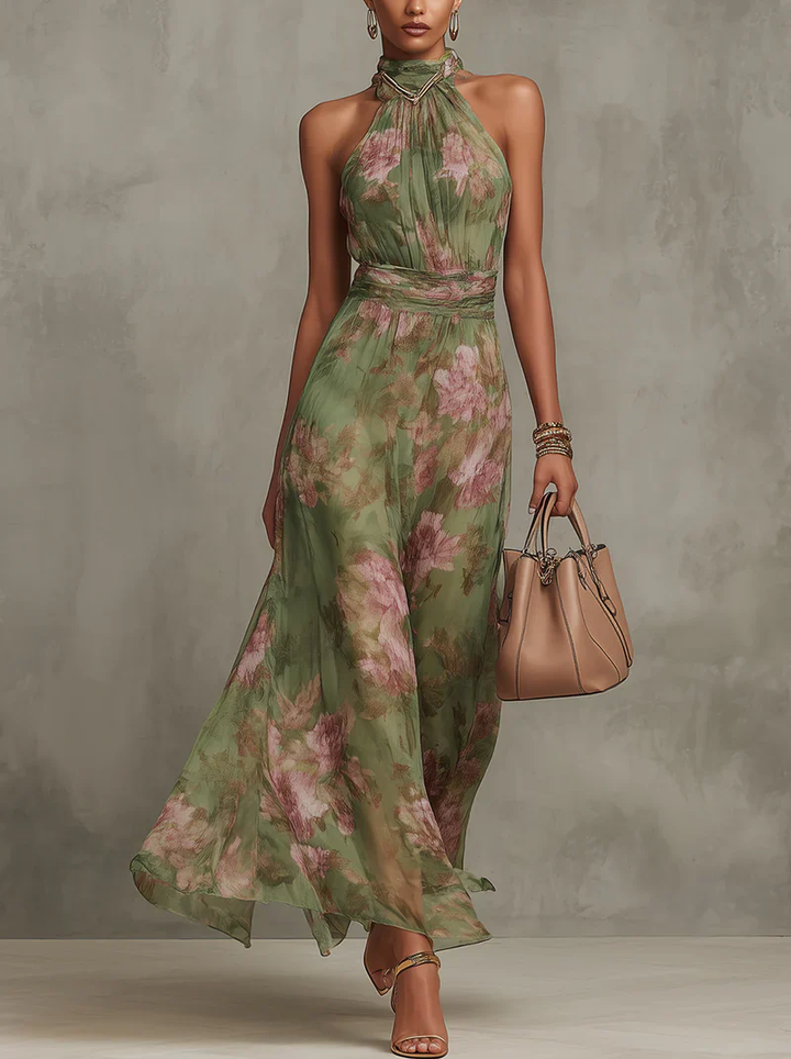 Mirelle  Gathered Halter Midi Dress