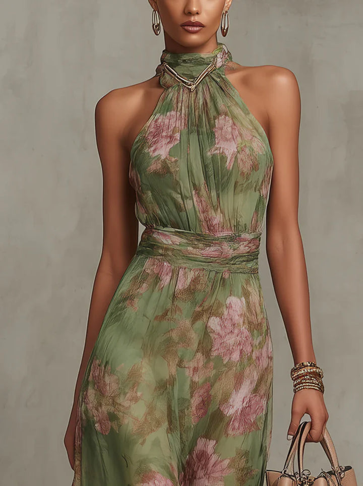 Mirelle  Gathered Halter Midi Dress