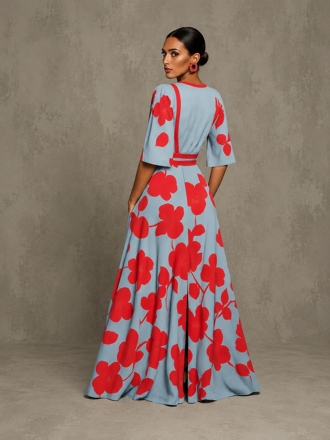 Michelle  Elegant Floral Wrap Dress