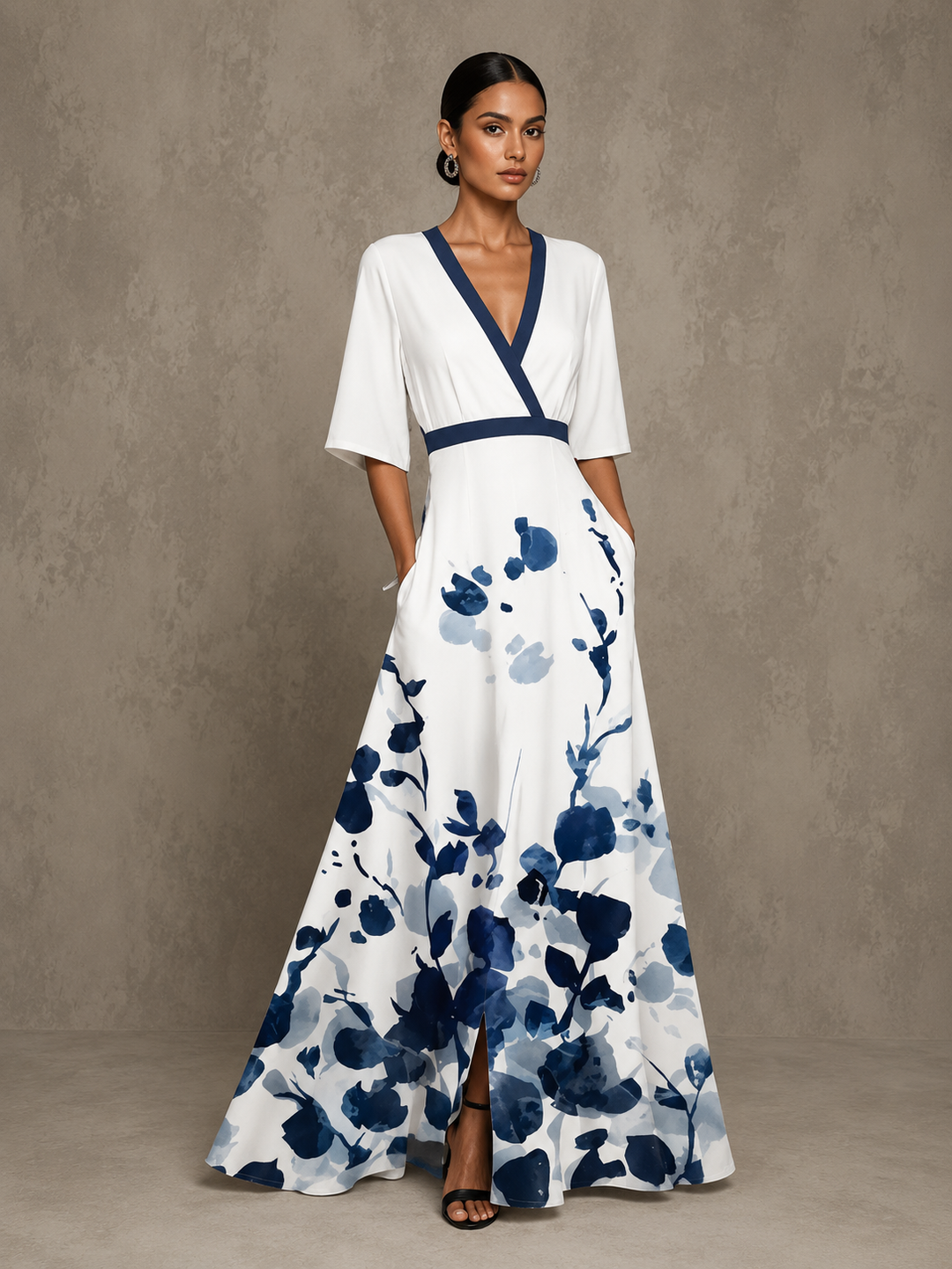 Michelle  Elegant Floral Wrap Dress