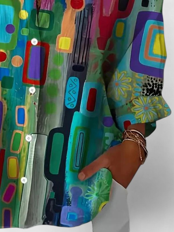 RACHEL | ELEGANT GEOMETRIC PATTERN BLOUSE